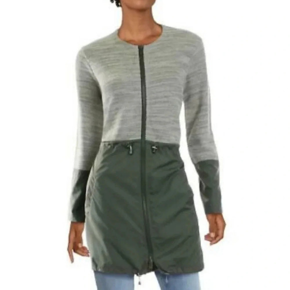NIC+ZOE, Gray Green Lightweight Zip Front Tweed Nylon Anorak Jacket, Size Medium - Picture 1 of 15